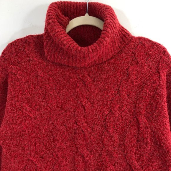 New BP Cable Stitch Cozy Knit Long Sleeve Turtleneck Sweater Red Tango Size XS - Picture 8 of 16